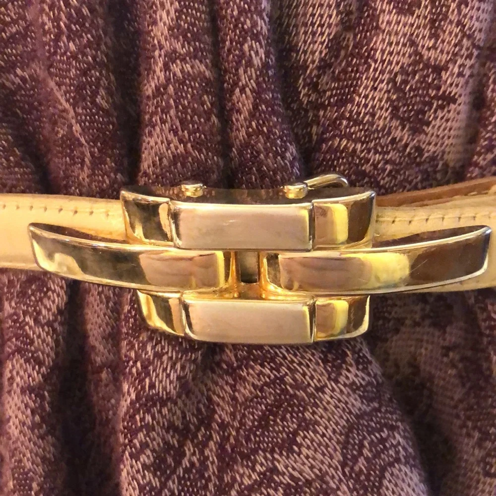 Vintage Women’s Cream Leather Belt L (28-33”) 36.5”Long .75 Wide